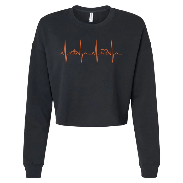 Pumpkin Halloween Heartbeat Pulse Cropped Pullover Crew