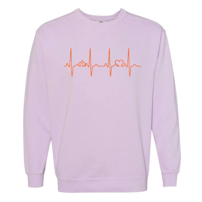 Pumpkin Halloween Heartbeat Pulse Garment-Dyed Sweatshirt