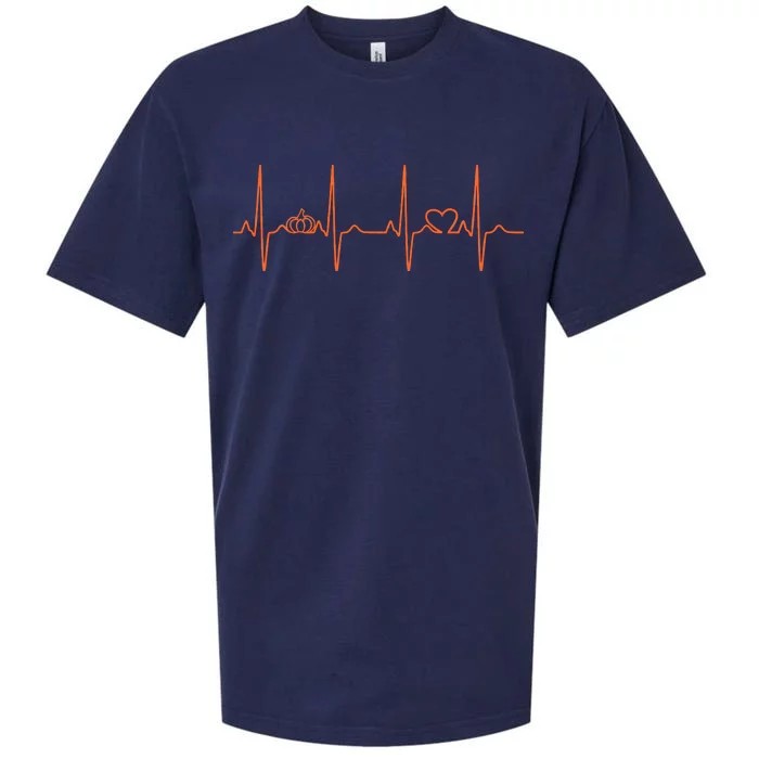 Pumpkin Halloween Heartbeat Pulse Sueded Cloud Jersey T-Shirt