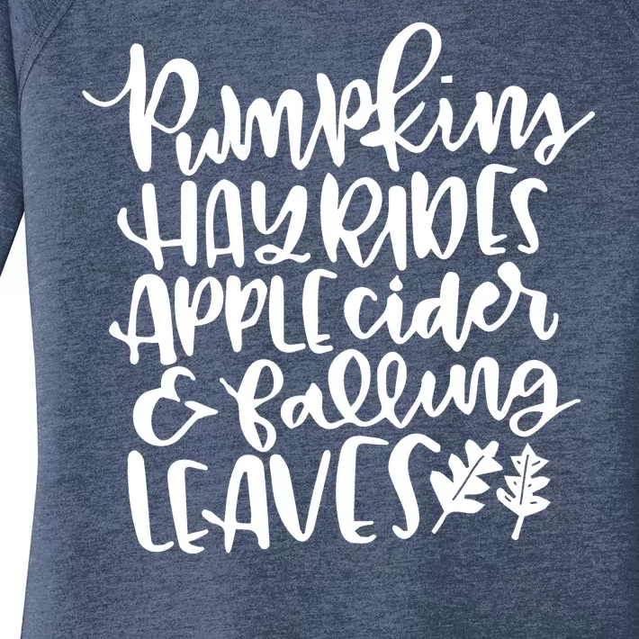 Pumpkin Hayrides Apple cider Falling Leaves Women's Perfect Tri Tunic Long Sleeve Shirt