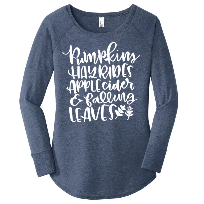 Pumpkin Hayrides Apple cider Falling Leaves Women's Perfect Tri Tunic Long Sleeve Shirt