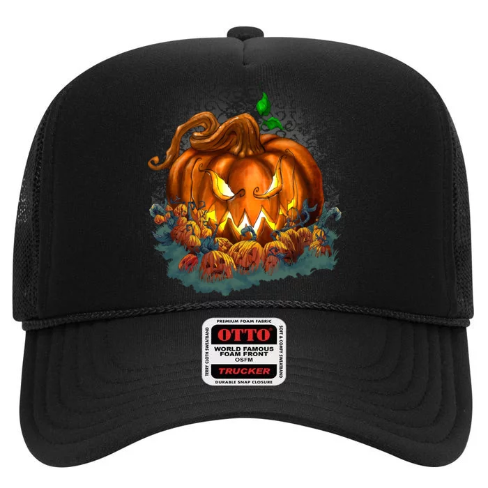 Pumpkin Patch Halloween High Crown Mesh Trucker Hat