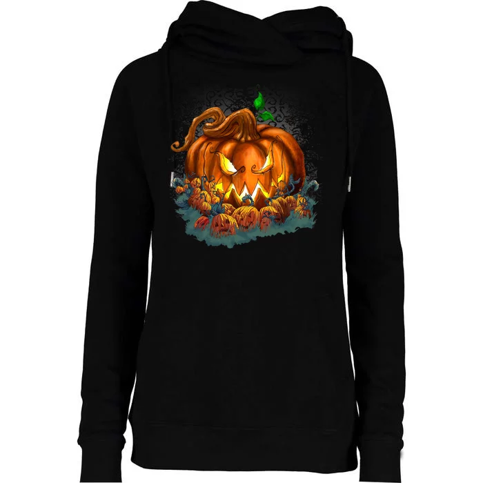 Pumpkin Patch Halloween Womens Funnel Neck Pullover Hood