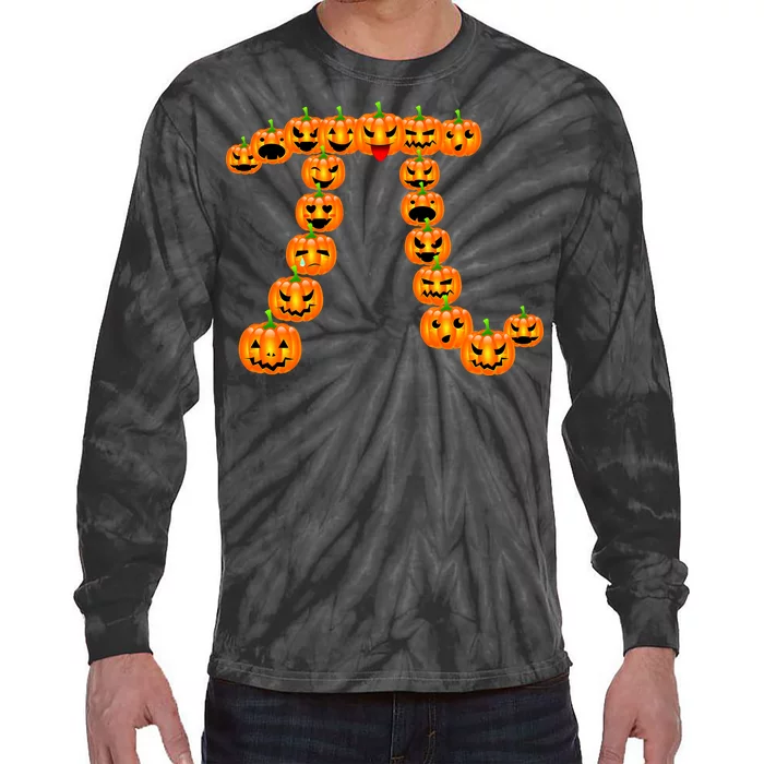 Pumpkin Pi Emoji's Halloween Math 3.14 Tie-Dye Long Sleeve Shirt