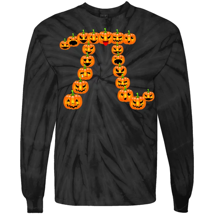 Pumpkin Pi Emoji's Halloween Math 3.14 Tie-Dye Long Sleeve Shirt