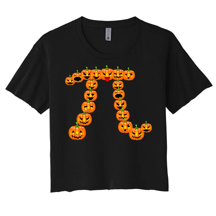 Pumpkin Pi Emoji's Halloween Math 3.14 Women's Crop Top Tee