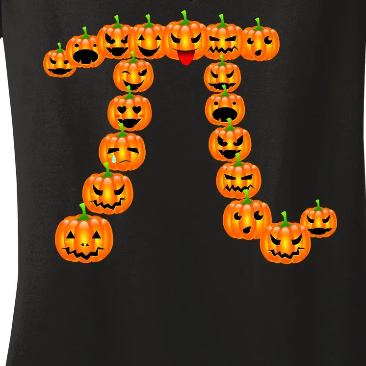 Pumpkin Pi Emoji's Halloween Math 3.14 Women's V-Neck T-Shirt