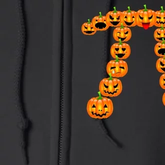 Pumpkin Pi Emoji's Halloween Math 3.14 Full Zip Hoodie