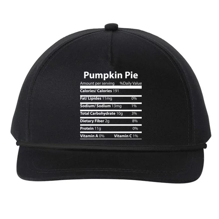 Pumpkin Pie Nutritional Facts Funny Thanksgiving Snapback Five-Panel Rope Hat