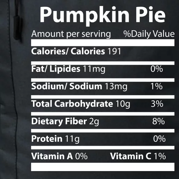 Pumpkin Pie Nutritional Facts Funny Thanksgiving Daily Commute Backpack