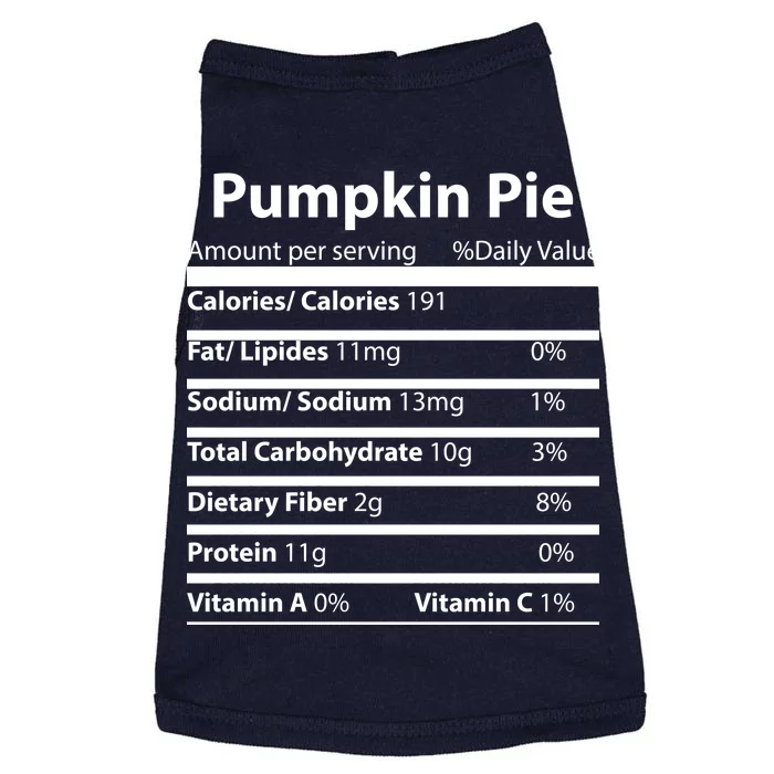 Pumpkin Pie Nutritional Facts Funny Thanksgiving Doggie Tank