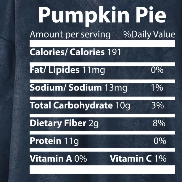 Pumpkin Pie Nutritional Facts Funny Thanksgiving Hooded Wearable Blanket