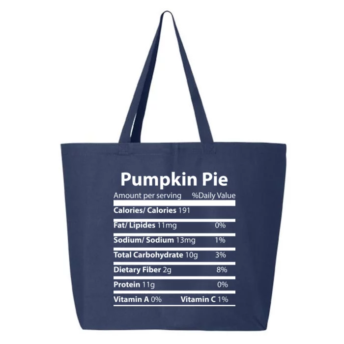 Pumpkin Pie Nutritional Facts Funny Thanksgiving 25L Jumbo Tote