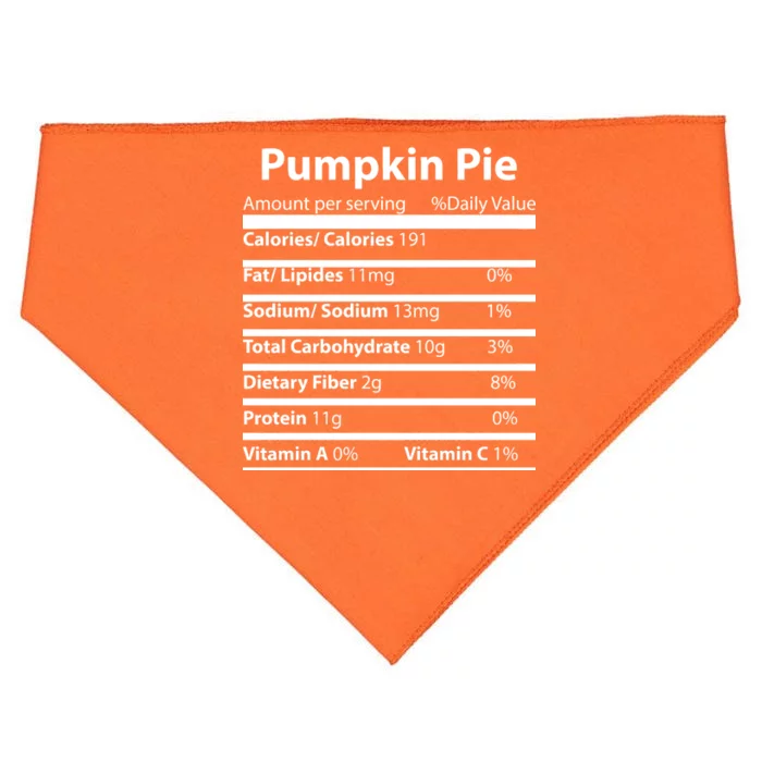 Pumpkin Pie Nutritional Facts Funny Thanksgiving USA-Made Doggie Bandana