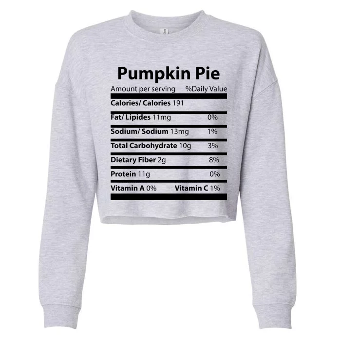 Pumpkin Pie Nutritional Facts Funny Thanksgiving Cropped Pullover Crew