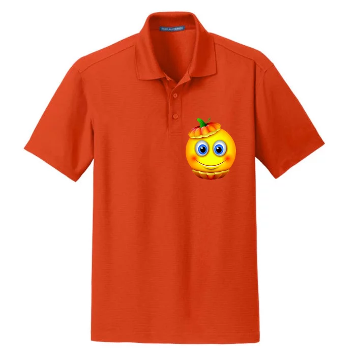 Pumpkin Smiley Emoji Dry Zone Grid Performance Polo