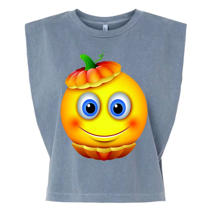 Pumpkin Smiley Emoji Garment-Dyed Women's Muscle Tee