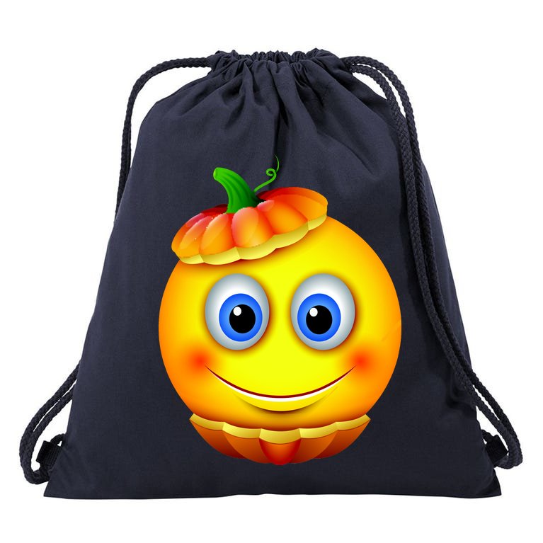 Pumpkin Smiley Emoji Drawstring Bag