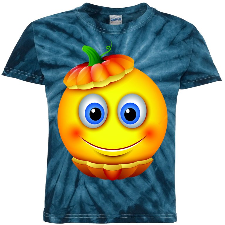 Pumpkin Smiley Emoji Kids Tie-Dye T-Shirt