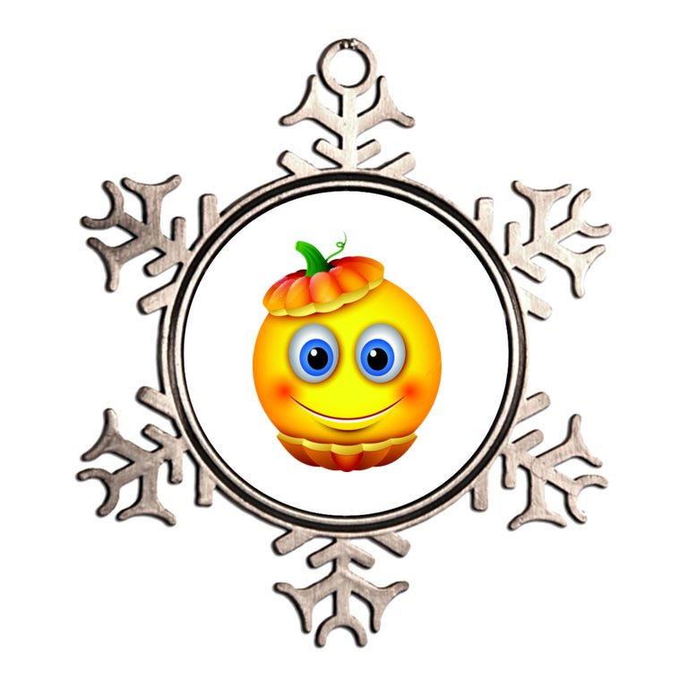 Pumpkin Smiley Emoji Metallic Star Ornament