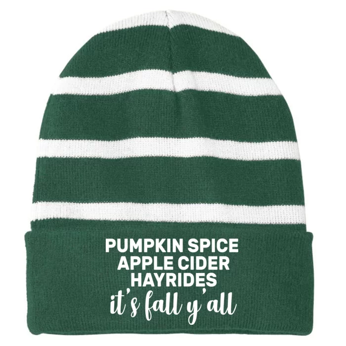 Pumpkin Spice It's Fall Y'all Striped Beanie with Solid Band