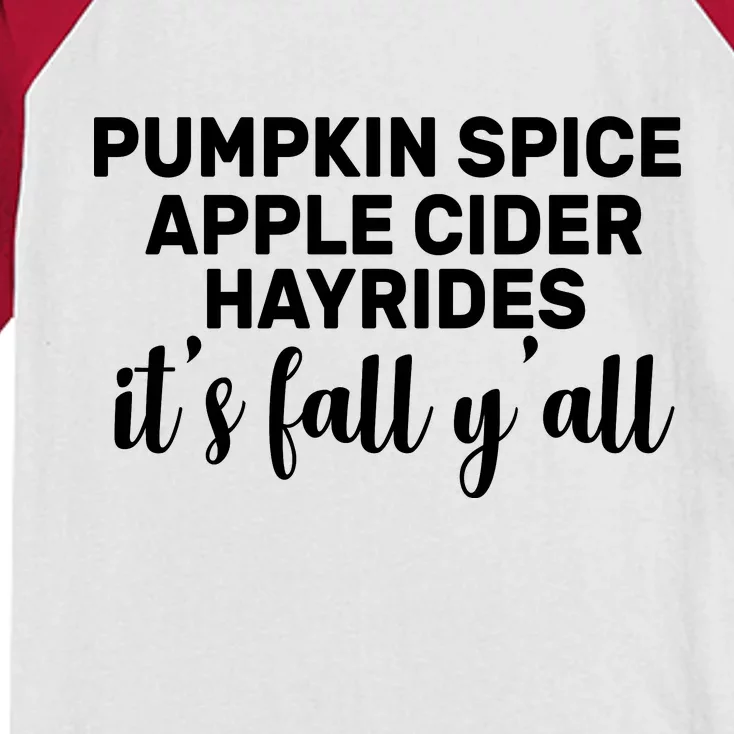 Pumpkin Spice It's Fall Y'all Kids Colorblock Raglan Jersey