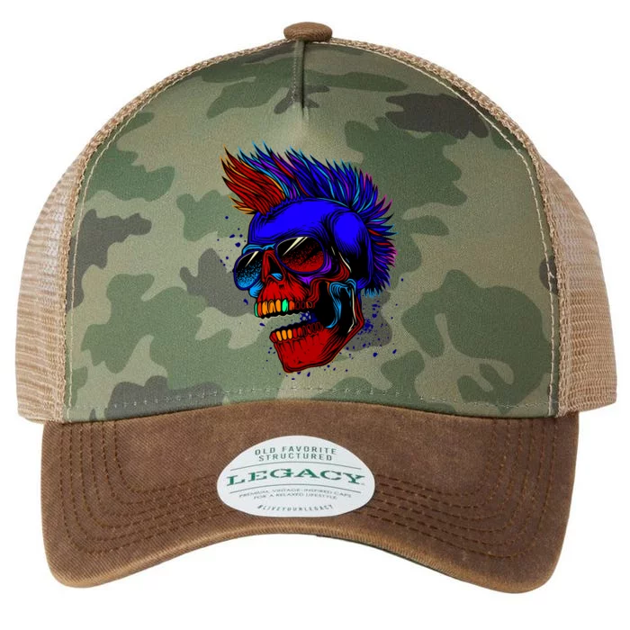 Punk Rock Neon Skull Head Legacy Tie Dye Trucker Hat