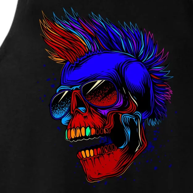 Punk Rock Neon Skull Head Ladies Tri-Blend Wicking Tank