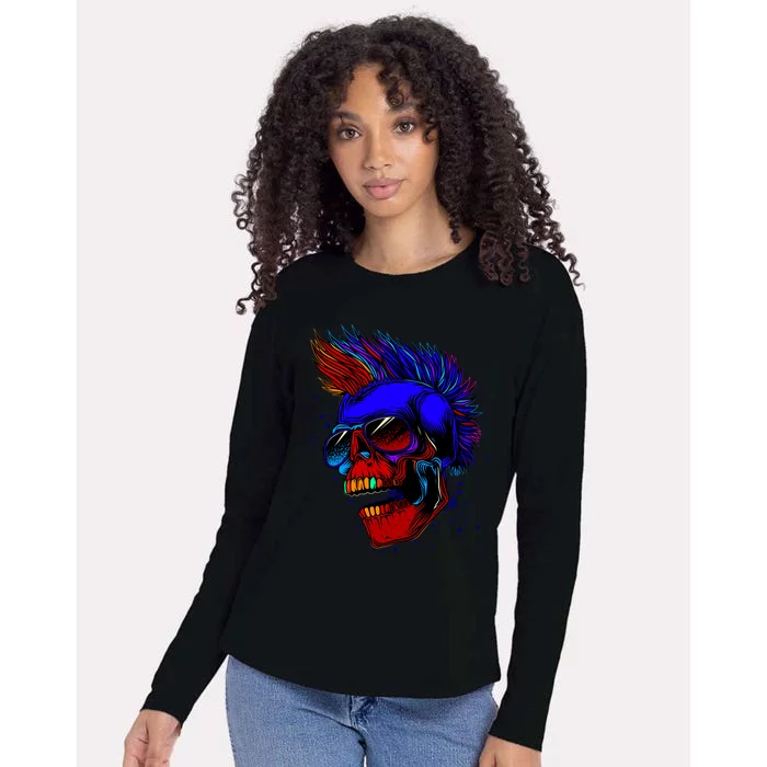 Punk Rock Neon Skull Head Womens Cotton Relaxed Long Sleeve T-Shirt