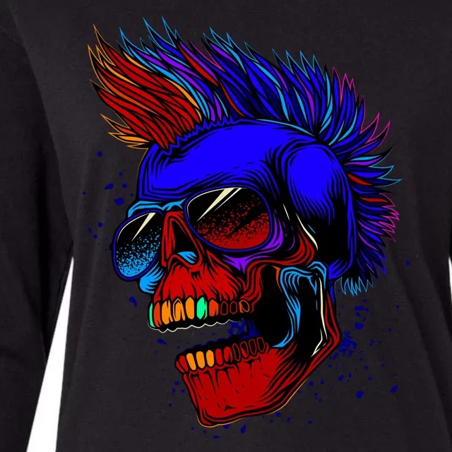 Punk Rock Neon Skull Head Womens Cotton Relaxed Long Sleeve T-Shirt