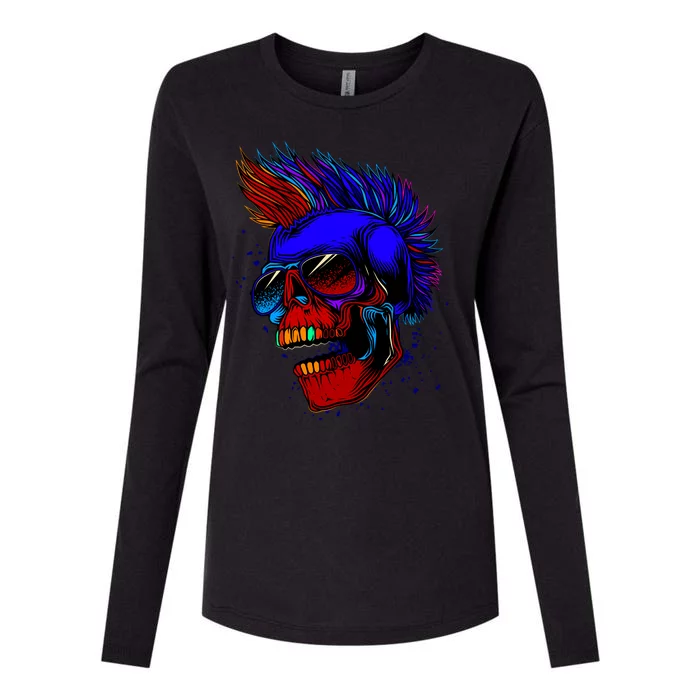 Punk Rock Neon Skull Head Womens Cotton Relaxed Long Sleeve T-Shirt