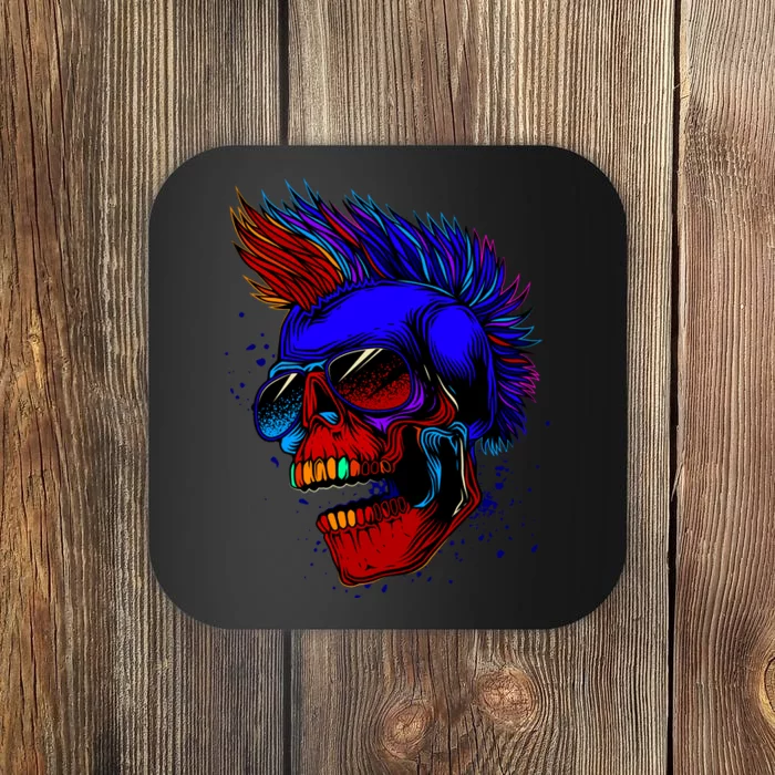 Punk Rock Neon Skull Head Coaster