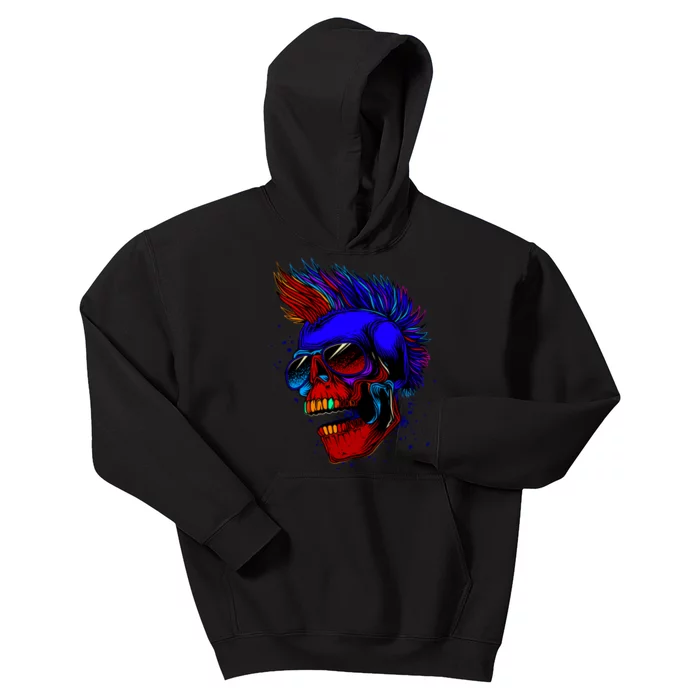 Punk Rock Neon Skull Head Kids Hoodie