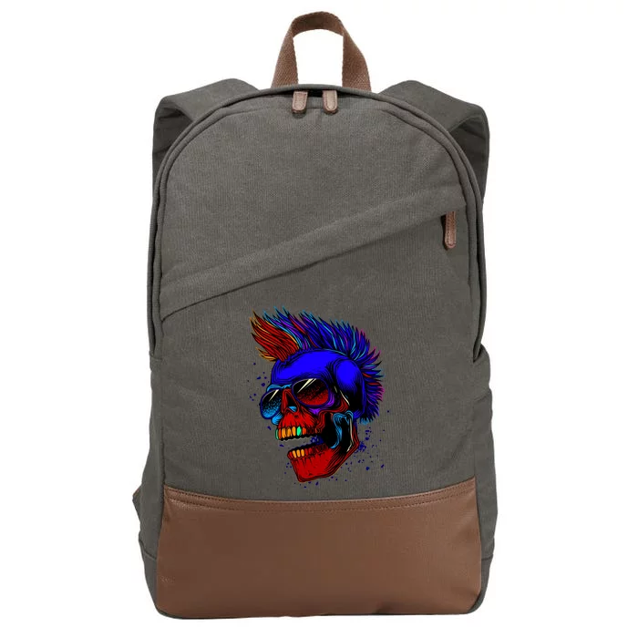 Punk Rock Neon Skull Head Cotton Canvas Backpack