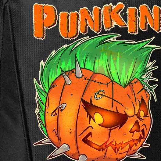 PUNKIN With Mohawk Funny Scary Halloween City Backpack