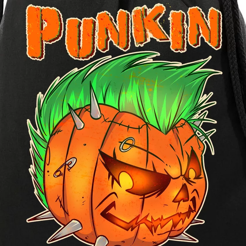 PUNKIN With Mohawk Funny Scary Halloween Drawstring Bag