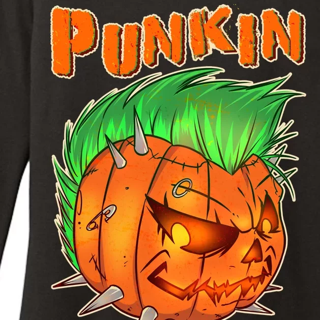 PUNKIN With Mohawk Funny Scary Halloween Womens CVC Long Sleeve Shirt