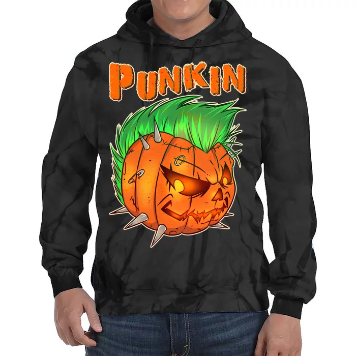 PUNKIN With Mohawk Funny Scary Halloween Tie Dye Hoodie