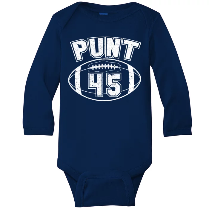 Punt 45 Anti Trump Football Baby Long Sleeve Bodysuit