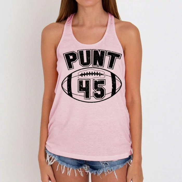 Punt 45 Anti Trump Football Women's Knotted Racerback Tank