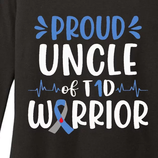 Proud Uncle Of T1D Warrior Diabetes Awareness Blue Ribbon Womens CVC Long Sleeve Shirt