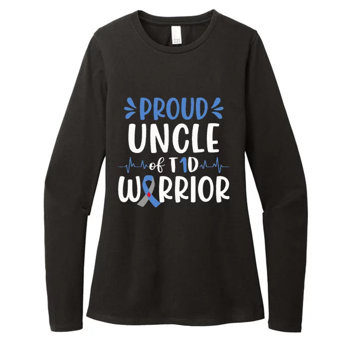 Proud Uncle Of T1D Warrior Diabetes Awareness Blue Ribbon Womens CVC Long Sleeve Shirt