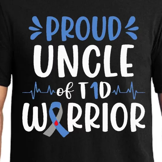 Proud Uncle Of T1D Warrior Diabetes Awareness Blue Ribbon Pajama Set