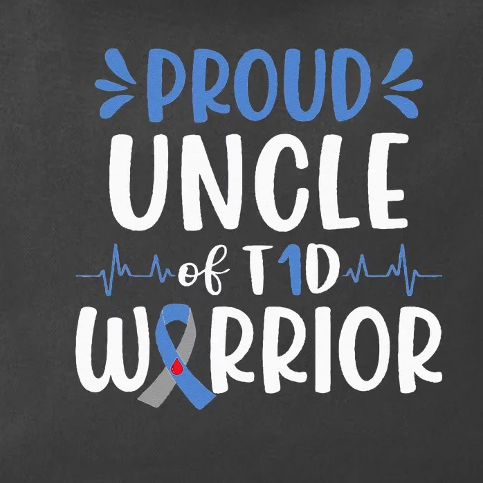 Proud Uncle Of T1D Warrior Diabetes Awareness Blue Ribbon Zip Tote Bag