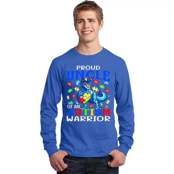 Proud Uncle Of An Autism Warrior Dinosaur Gift Tall Long Sleeve T-Shirt