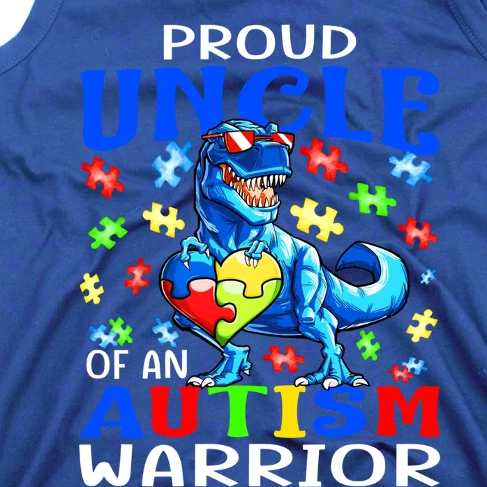 Proud Uncle Of An Autism Warrior Dinosaur Gift Tank Top