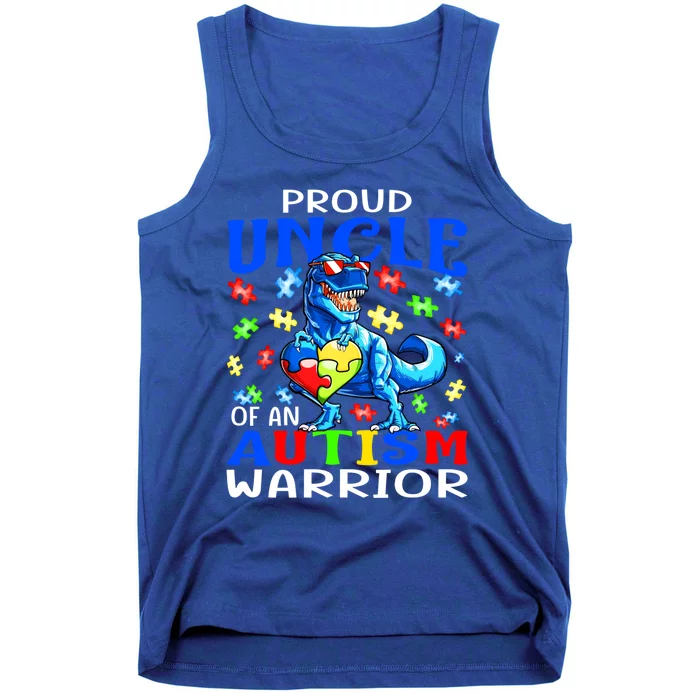 Proud Uncle Of An Autism Warrior Dinosaur Gift Tank Top