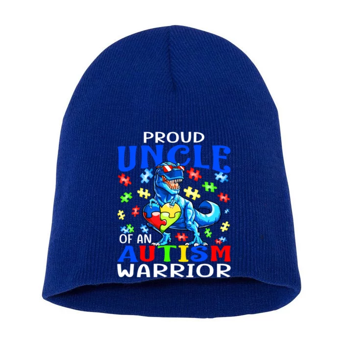 Proud Uncle Of An Autism Warrior Dinosaur Gift Short Acrylic Beanie