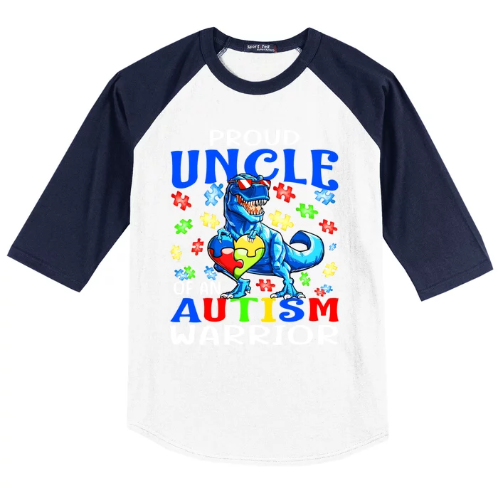 Proud Uncle Of An Autism Warrior Dinosaur Gift Baseball Sleeve Shirt