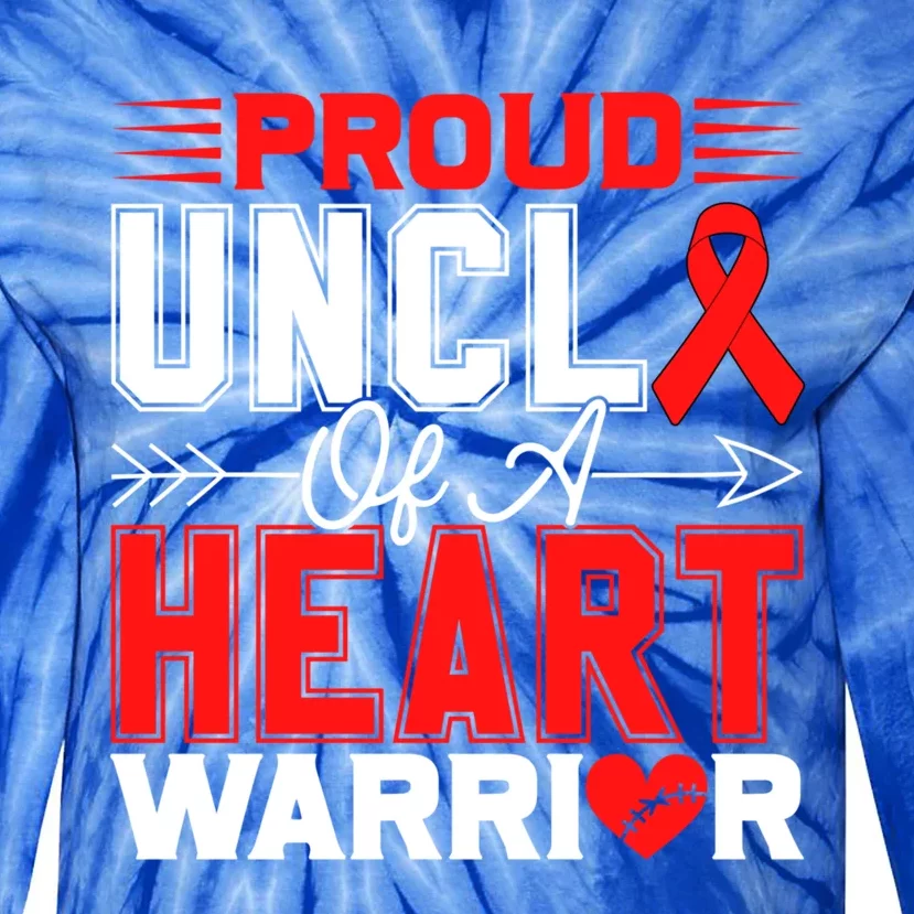 Proud Uncle Of A Heart Warrior Heart Disease Awareness Month Cute Gift Tie-Dye Long Sleeve Shirt